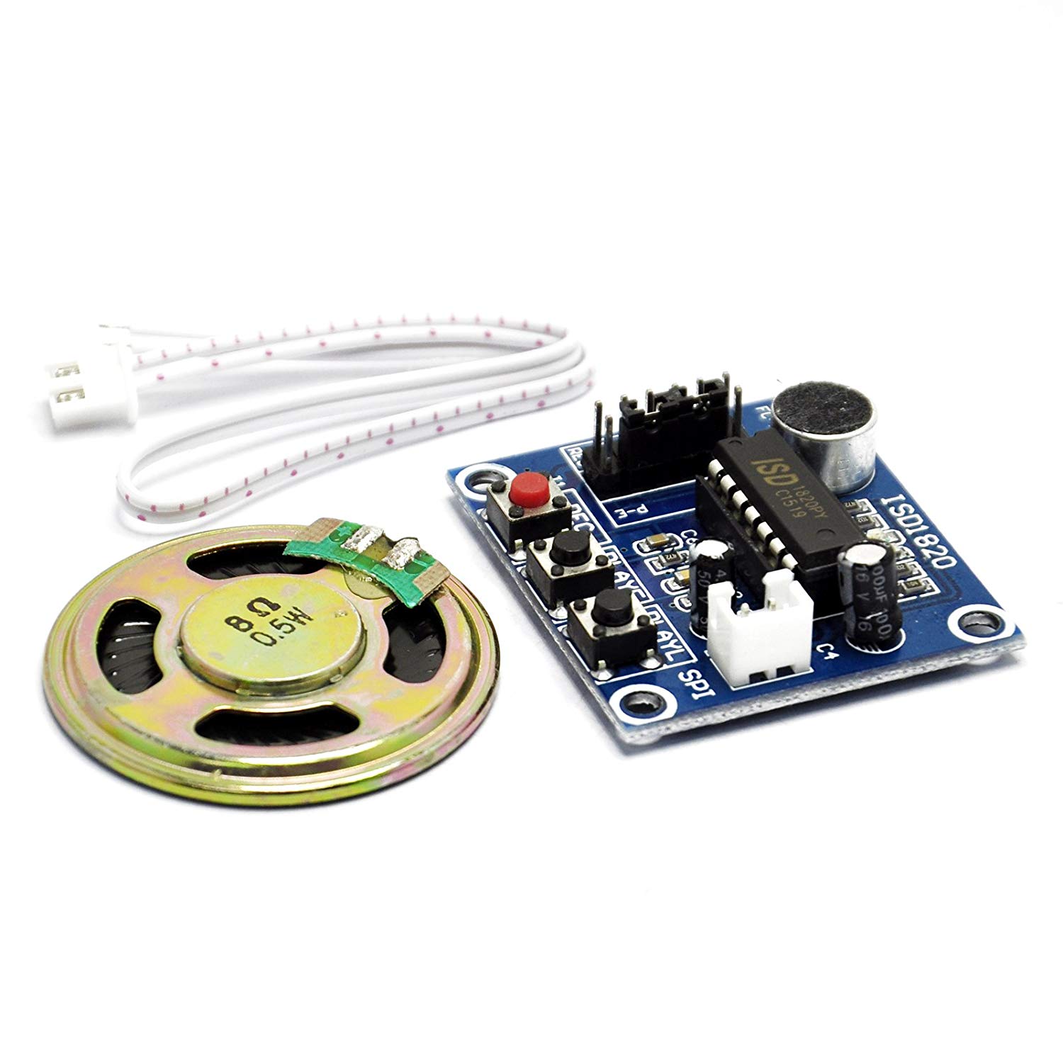 ISD1820 錄放音模組 語音模組 錄放音帶音聲音放大 送 0.5W 喇叭 Arduino 可控制