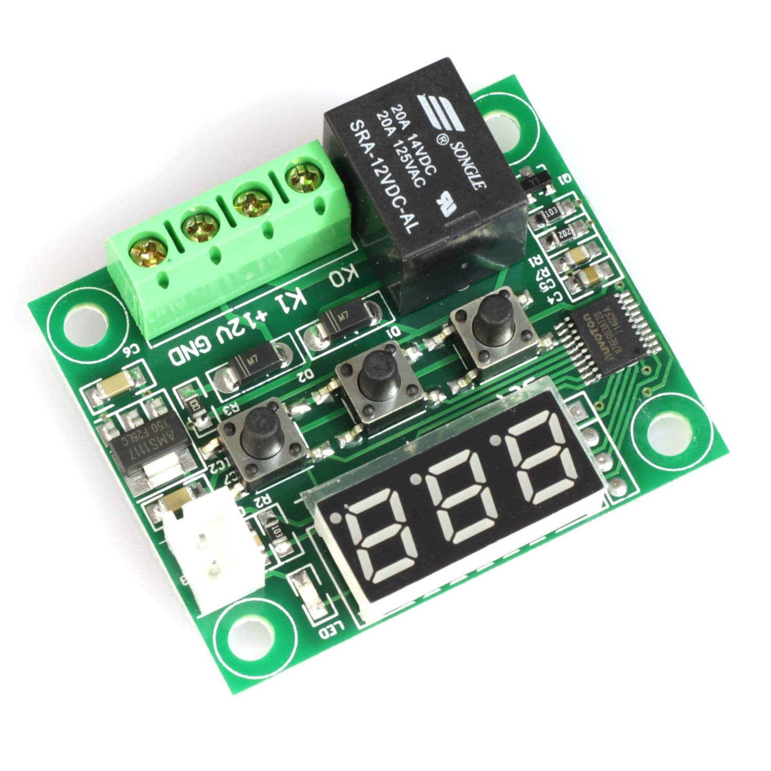 XH-W1209 數位顯示溫控模組 高精度溫度控制器控溫帶開關微型溫控板 大功率 10A 繼電器 - 台灣智能感測科技