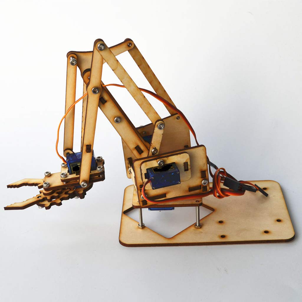 4自由度 木製機械手臂機械爪套件 適用SG90 MG90S Arduino樹莓派 套件不含舵機