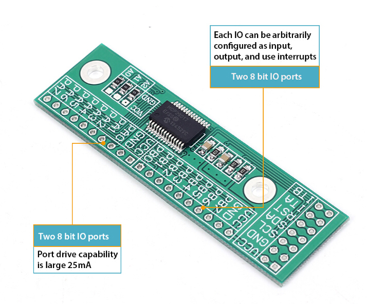 MCP23017-E/SS ARDUINO I2C介面16路IO擴展模組 IIC 輸入輸出擴展板 - 台灣智能感測科技