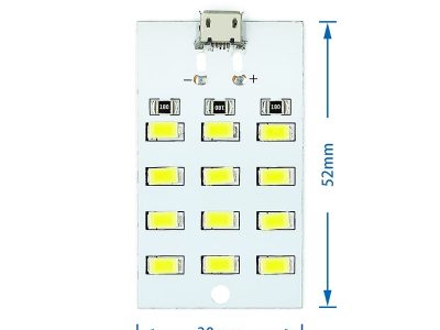 白光型 12 燈珠 USB LED 照明燈板 5V LED 燈板 具備外接電源接點
