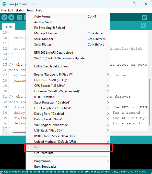 Raspberry Pi Pico - 找不到 Arduino IDE 的 COM 端口