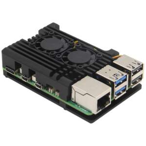 樹莓派5代鋁合金鎧甲外殼搭配 雙 PWM溫控散熱風扇 Raspberry Pi 5 鋁合金外殼