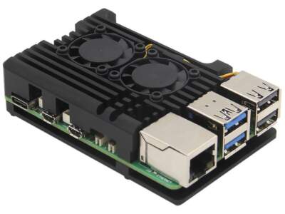 樹莓派5代鋁合金鎧甲外殼搭配 雙 PWM溫控散熱風扇 Raspberry Pi 5 鋁合金外殼
