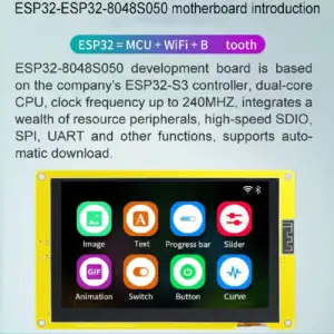 ESP32-S3 5吋 IPS 觸控螢幕 LVGL 開發板 800x480 電容式觸控 8MB PSRAM / 16MB 內存 含壓克力外殼