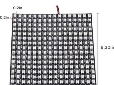 WS2812 16×16 RGB LED 矩陣尺寸與已焊杜邦線