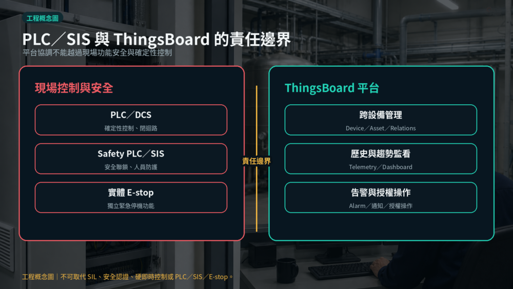 PLC Safety PLC SIS E-stop與ThingsBoard平台的控制安全責任邊界