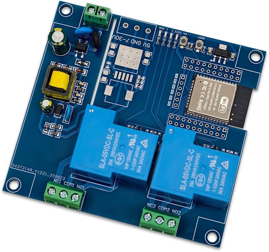 ESP32 雙路智慧繼電器控制板的兩組 NC COM NO 乾接點端子