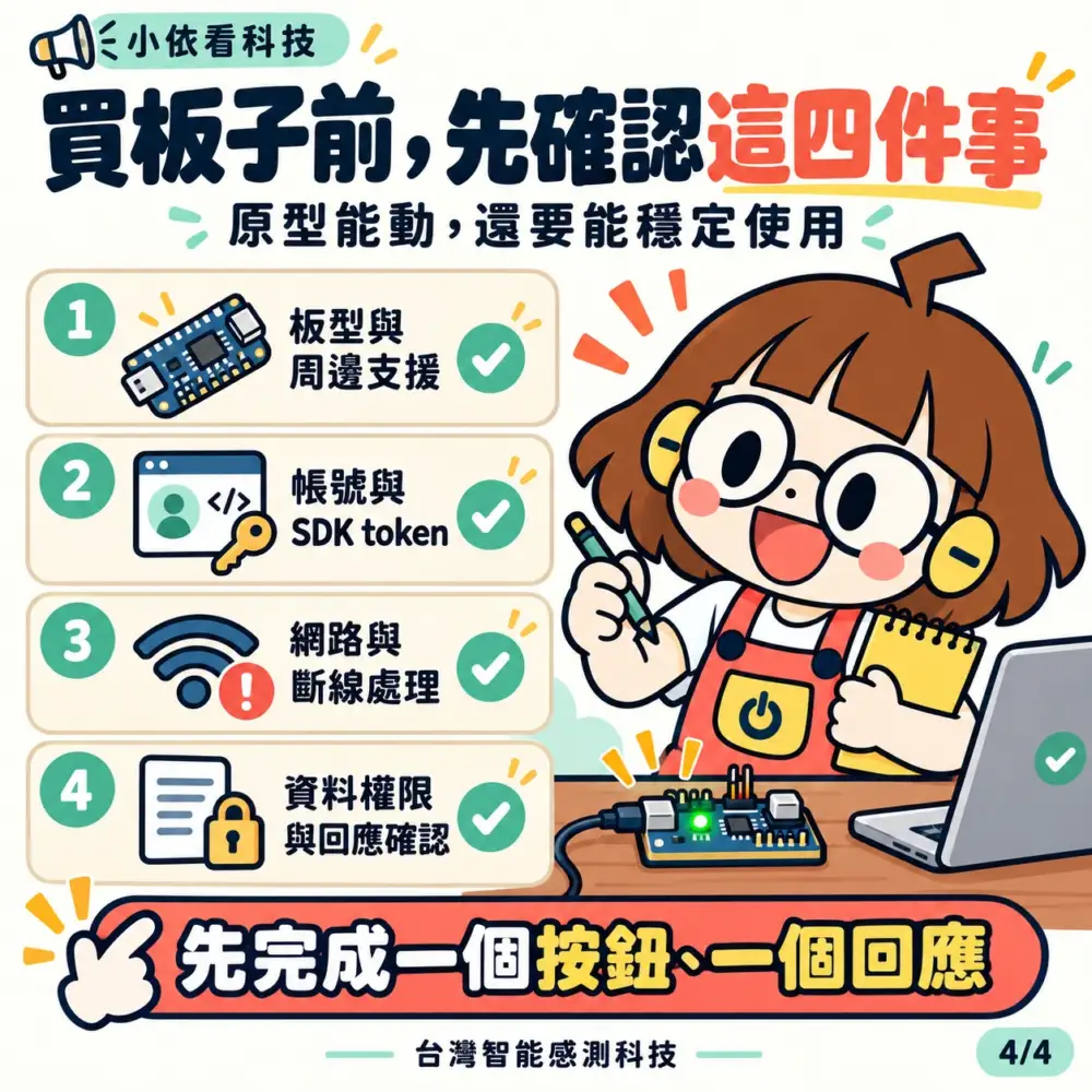 ESP32 原型開發前的板型、帳號、連線與權限確認清單